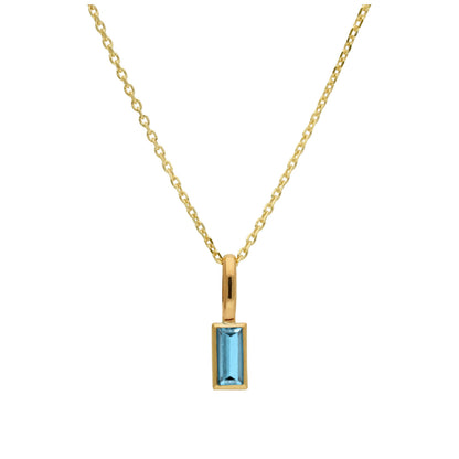 Halskette aus 9 Karat Gold mit Baguette-Tansanit und CZ, 16–20 Zoll