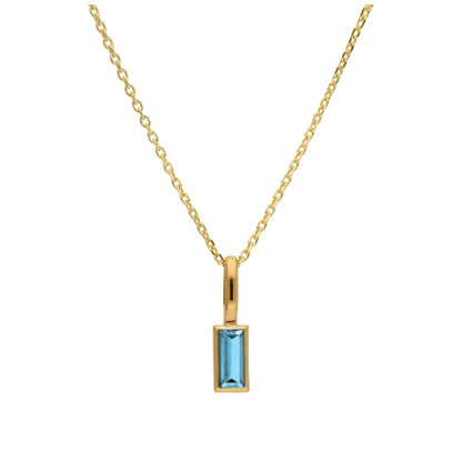 9ct Gold Baguette Tanzanite CZ Necklace 16 - 20 Inches