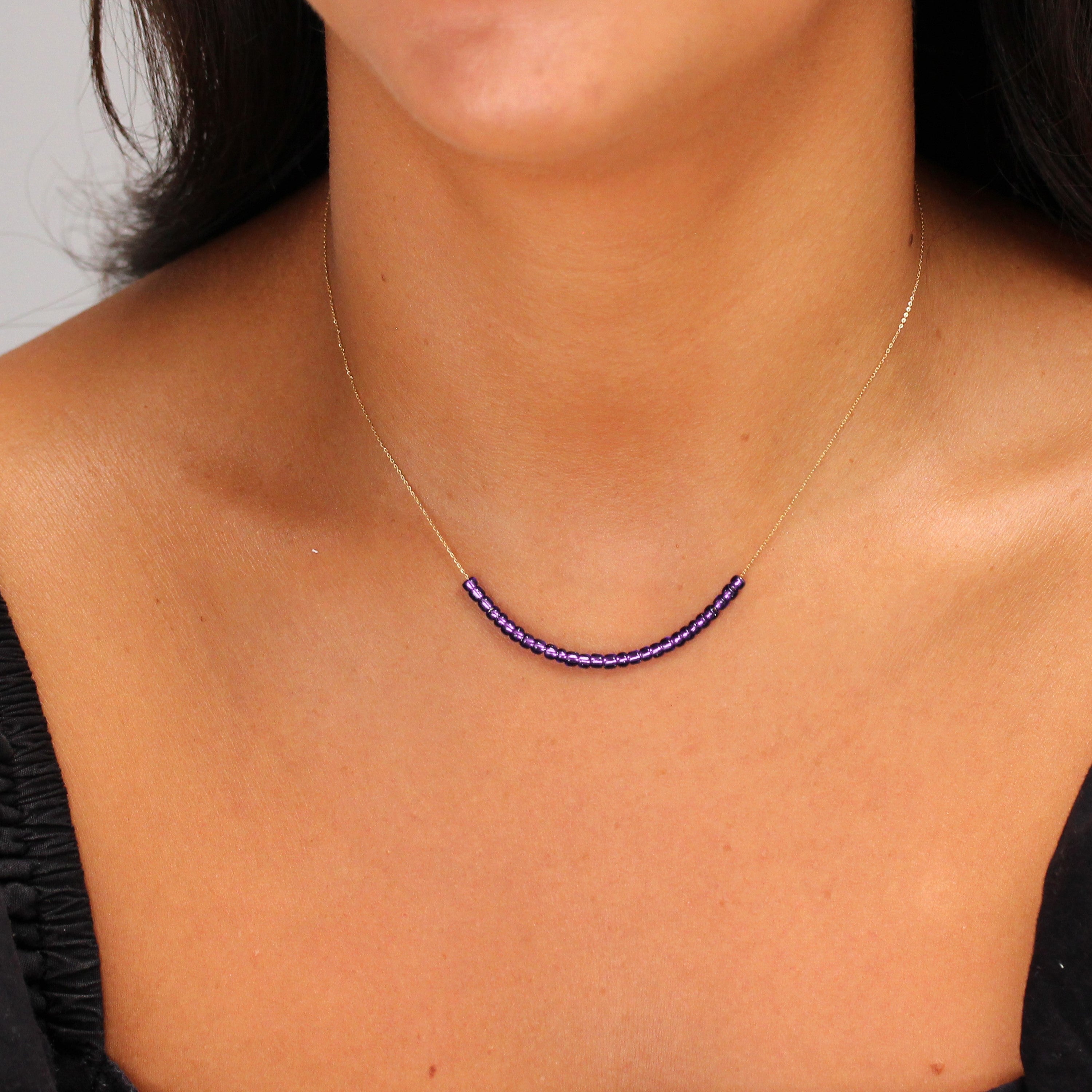 9 Karat Gold Februar Geburtsstein Amethyst CZ Halskette