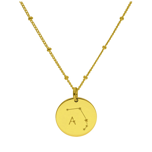 Maßgefertigt Vergoldet Sterlingsilber Widder Sternzeichen & Initialen Halskette 30,5 - 61cm