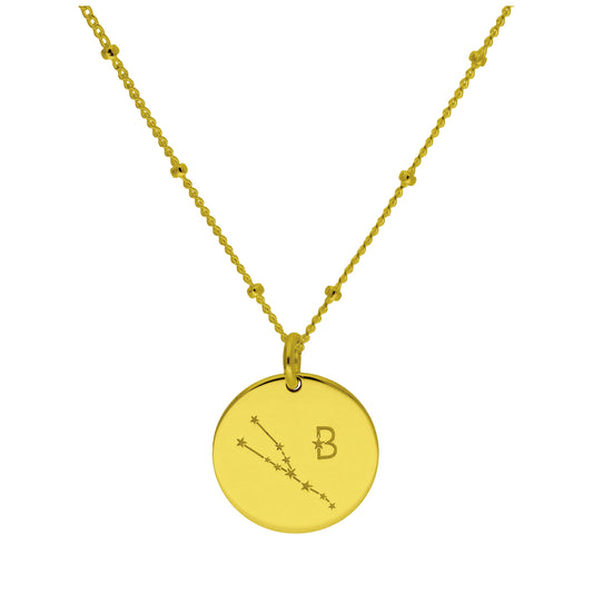 Maßgefertigt Vergoldet Sterlingsilber Stier Sternzeichen & Initialen Halskette 30,5 - 61cm
