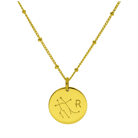 Vergoldet Sterlingsilber Zwillinge Sternzeichen & Initialen Halskette 30,5 - 61cm