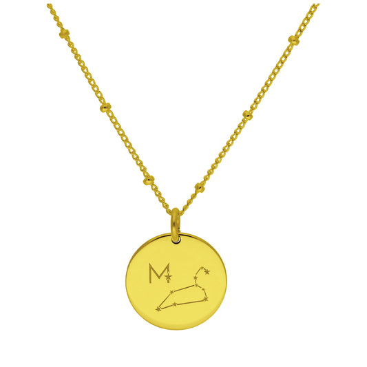 Maßgefertigt Vergoldet Sterlingsilber Löwe Sternzeichen & Initialen Halskette 30,5 - 61cm