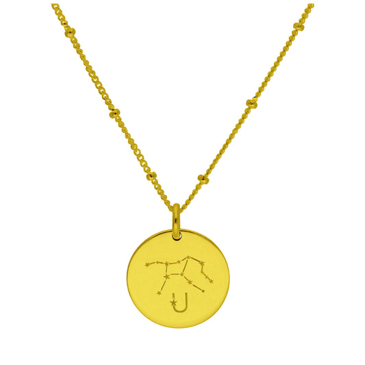 Maßgefertigt Vergoldet Sterlingsilber Jungfrau Sternzeichen & Initialen Halskette 30,5 - 61cm