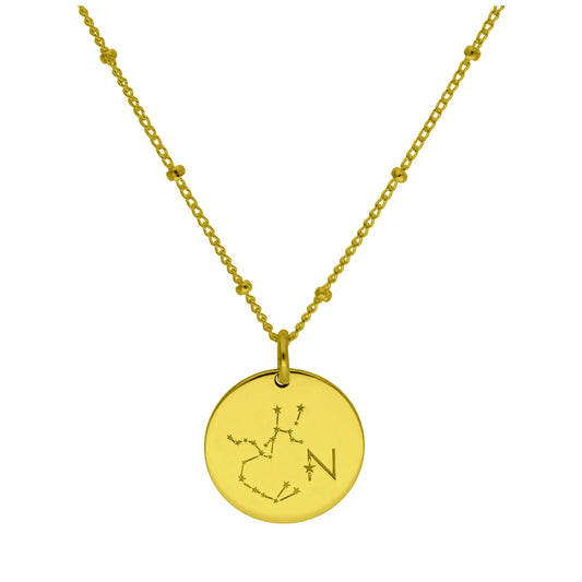 Maßgefertigt Vergoldet Sterlingsilber Schütze Sternzeichen & Initialen Halskette 30,5 - 61cm