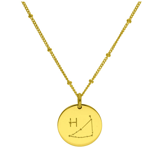 Maßgefertigt Vergoldet Sterlingsilber Steinbock Sternzeichen & Initialen Halskette 30,5 - 61cm