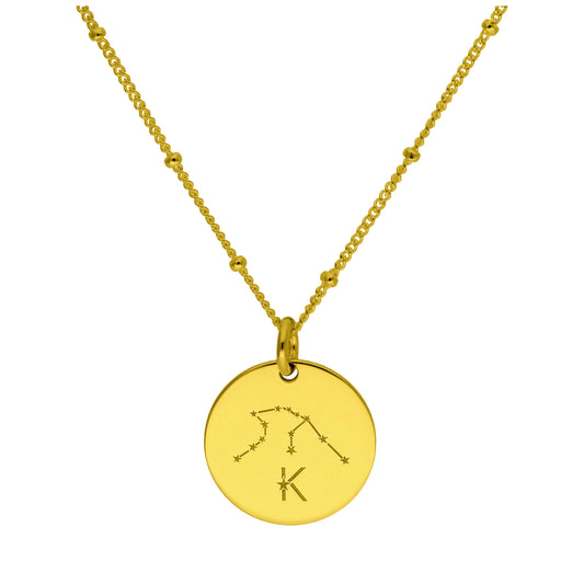 Maßgefertigt Vergoldet Sterlingsilber Wassermann Sternzeichen & Initialen Halskette 30,5 - 61cm