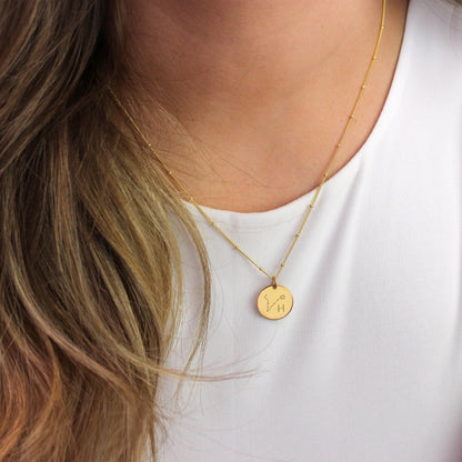 Personalisierte Halskette aus Sterlingsilber mit Sternzeichen und Initialen