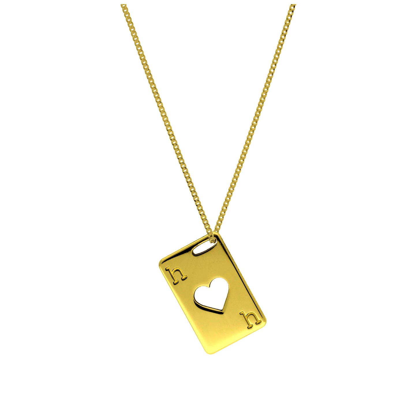 Maßgefertigt Vergoldet Sterlingsilber Herz Spielkarte Halskette 35,5 - 81cm