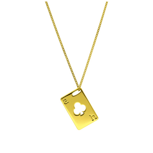 Bespoke Gold Plated Sterling Silver Clubs Playing Card Necklace 14-32 Inches