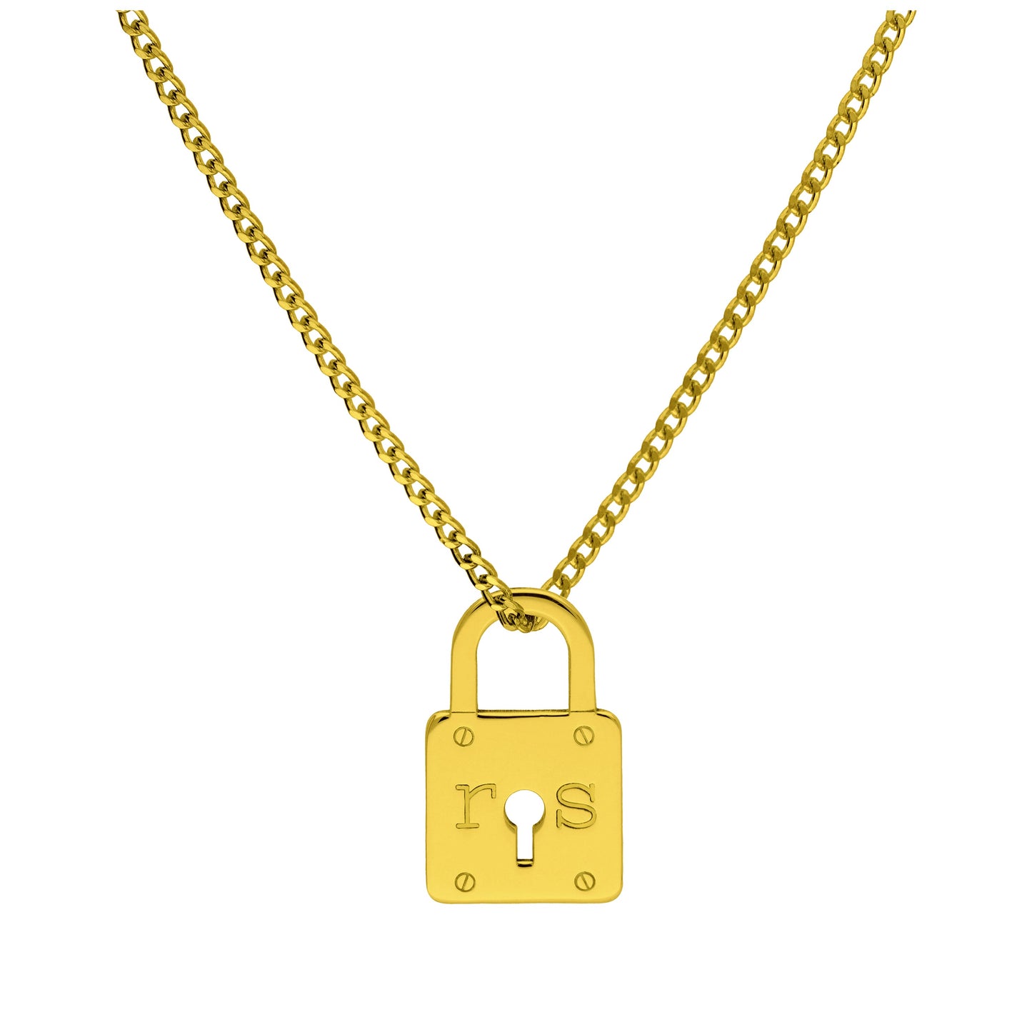 Maßgefertigt Vergoldet Sterlingsilber Schlüsselloch Vorhängeschloss Halskette 40,5 - 61cm