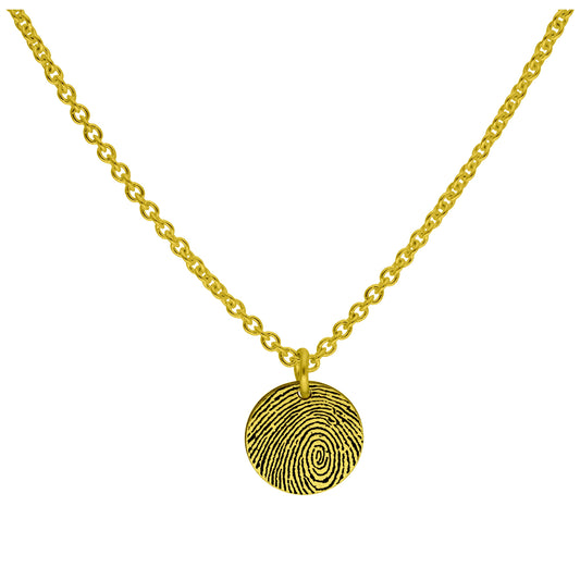 Bespoke Gold Plated Sterling Silver 13mm Fingerprint Necklace 16-24 Inches