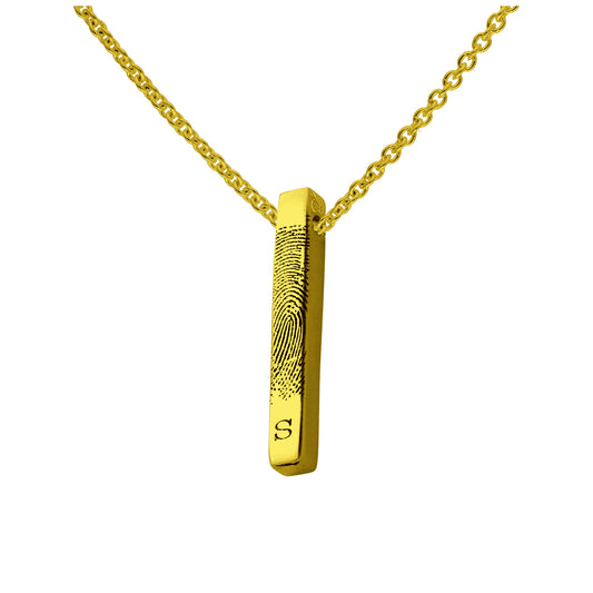 Maßgefertigt Vergoldet Sterlingsilber Fingerabdruck Schild Initial Halskette 16 - 24