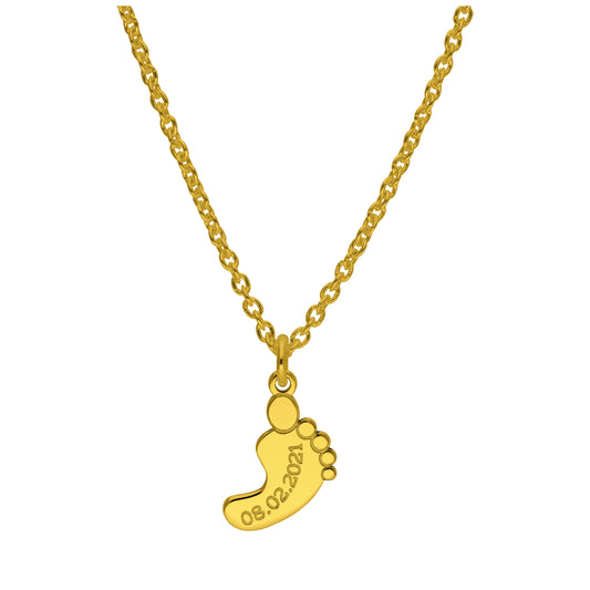 Maßgefertigt Vergoldet Sterlingsilber Babyfuß Name Halskette 40,5 - 61cm