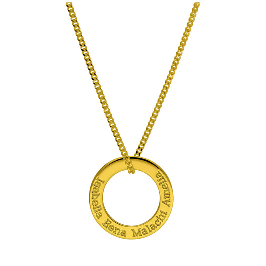 Bespoke Gold Plated Sterling Silver Plain Circle Name Necklace 16 - 24 Inches