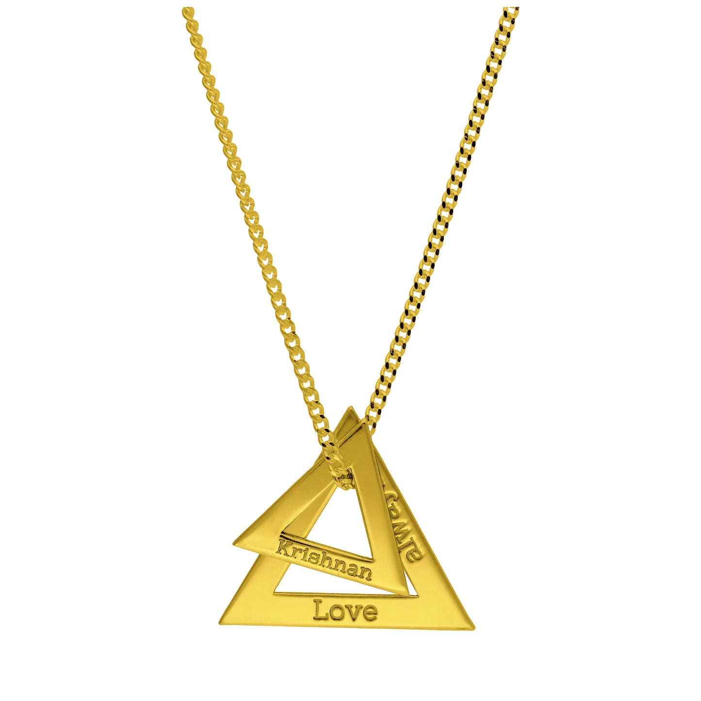 Bespoke Gold Plated Sterling Silver Double Triangle Name Necklace 16 - 24 Inches