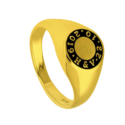 Maßgefertigter Namensring aus vergoldetem Sterlingsilber J - Z+1