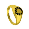 Maßgefertigter vergoldeter Sterlingsilber Ring mit römischer Ziffernkreis J - Z+1