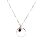 Sterlingsilber CZ Birthstone & Round Engravable Tag Halskette 14 - 22 Zoll