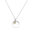 Halskette aus Sterlingsilber mit Geburtsstein-Zirkonia und rundem gravierbarem Plättchen, 35 - 55 cm