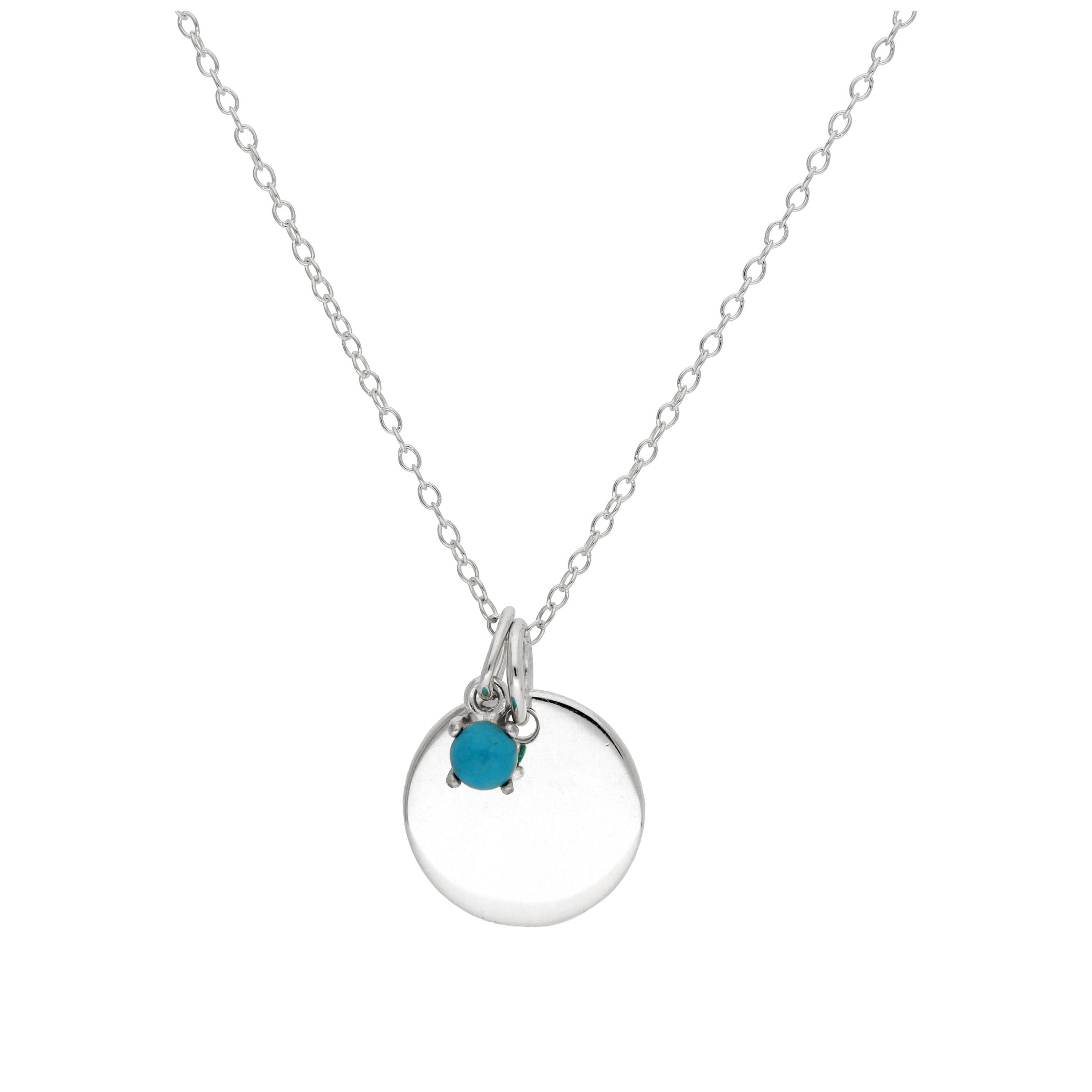 Sterlingsilber CZ Birthstone & Round Engravable Tag Halskette 14 - 22 Zoll