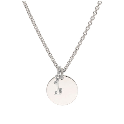 Sterling Silver 0.4pts Diamond Letter A - Z & Engravable Round Tag Necklace 16 - 24 Inches
