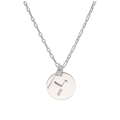 Sterling Silver & Triple 1.2pt Diamond Letter A - Z & Engravable Tag Necklace 16 - 24 Inches