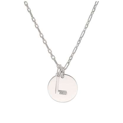 Sterling Silver & Triple 1.2pt Diamond Letter A - Z & Engravable Tag Necklace 16 - 24 Inches
