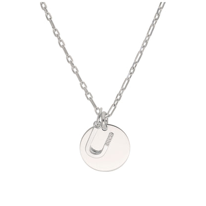 Sterling Silver & Triple 1.2pt Diamond Letter A - Z & Engravable Tag Necklace 16 - 24 Inches