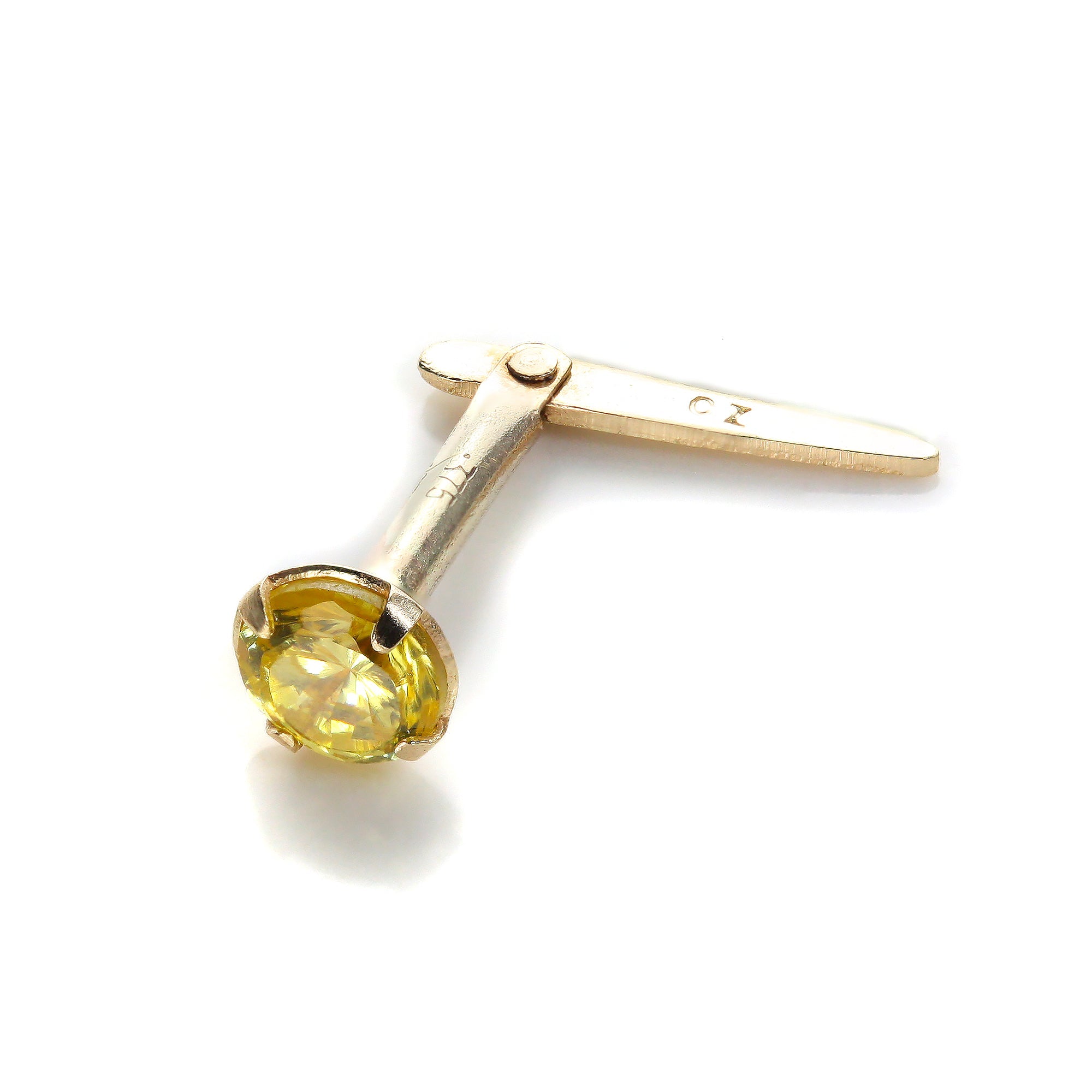 Andralok 9 Karat Gelbgold CZ 3 mm runder Nasenstecker