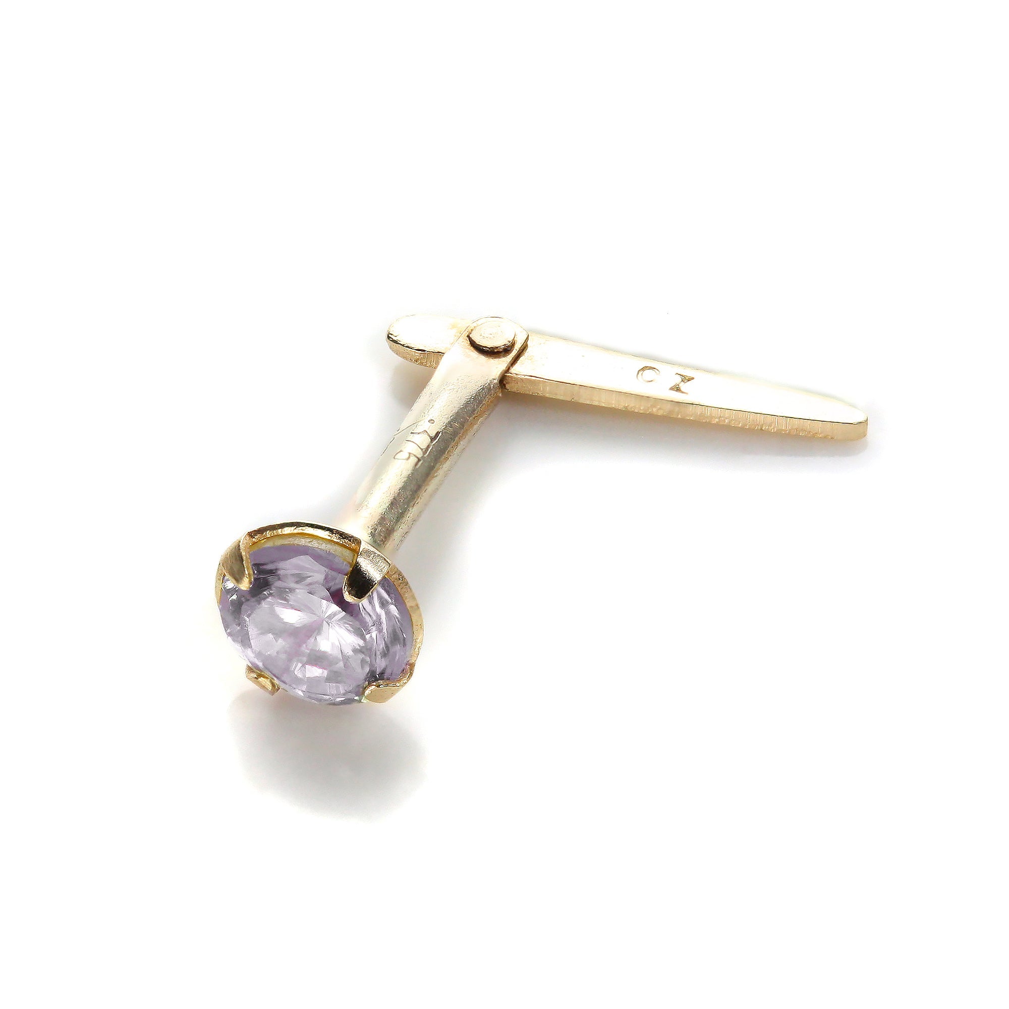 Andralok 9 Karat Gelbgold CZ 3 mm runder Nasenstecker