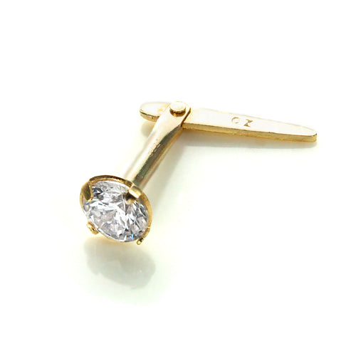 Andralok 9 Karat Gelbgold CZ 3 mm runder Nasenstecker