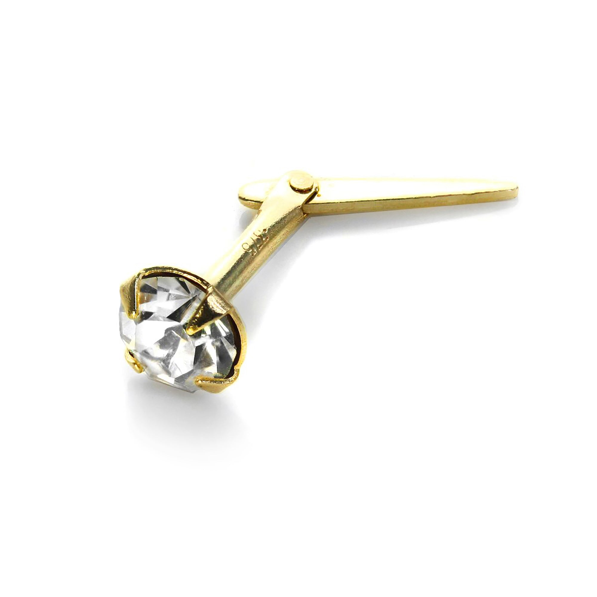Andralok 9 Karat Gelbgold Kristall 3,5 mm Nasenstecker