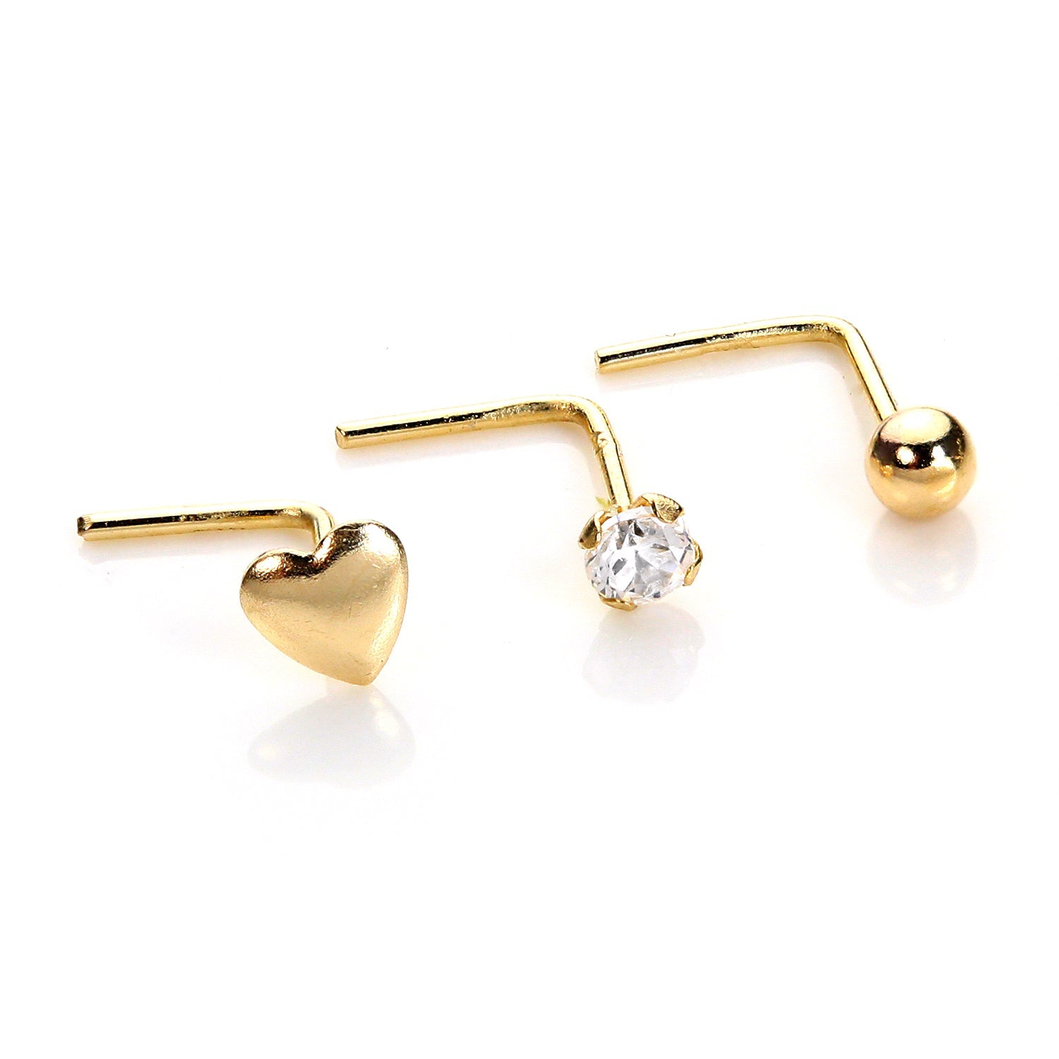 Nasenstecker aus 9 Karat Gelbgold mit klarem Kristall
