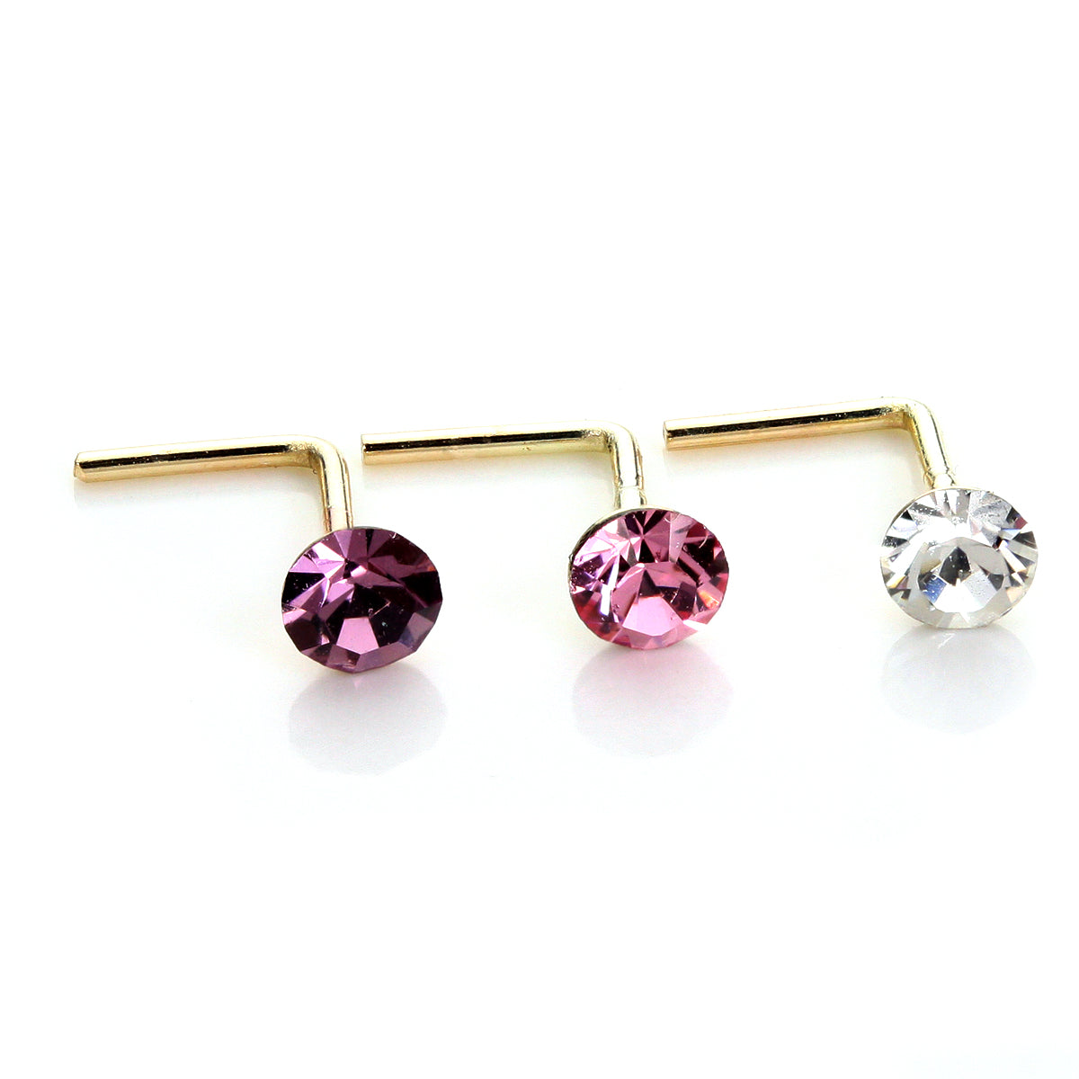9 Karat Gelbgold Kristall 2,8 mm runder Nasenstecker