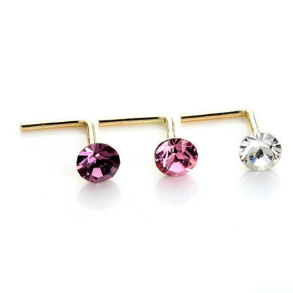9ct Gelbgold Kristall 2,8mm runder Nasenstecker