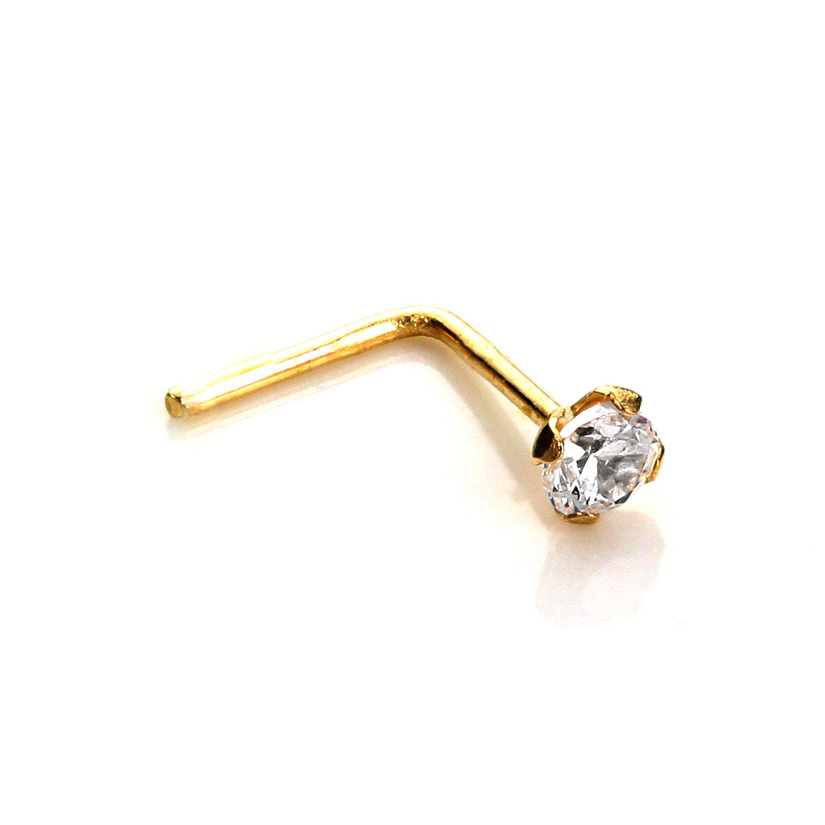 Nasenstecker aus 9 Karat Gelbgold mit klarem Kristall