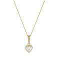 9 Karat Gold & Klar CZ Kristall 5 mm Überschliff Herz Anhänger Halskette 40,5 - 51 cm