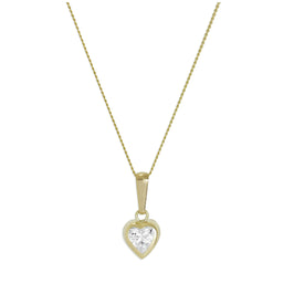 9 Karat Gold & Klar CZ Kristall 5 mm Überschliff Herz Anhänger Halskette 40,5 - 51 cm