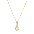 9 Karat Gold & Klar CZ Kristall 5 mm Rund Überschliff Anhänger Halskette 40,5 - 51 cm