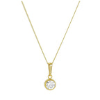 9 Karat Gold & Klar CZ Kristall 5 mm Rund Überschliff Anhänger Halskette 40,5 - 51 cm