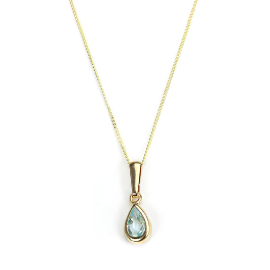 9-karätiger Goldanhänger mit Aquamarin-Kristall, Geburtsstein für März