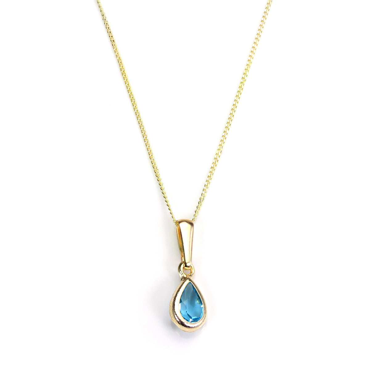 9 Karat Gold Himmelblau Topas Edelstein November Geburtsstein Anhänger