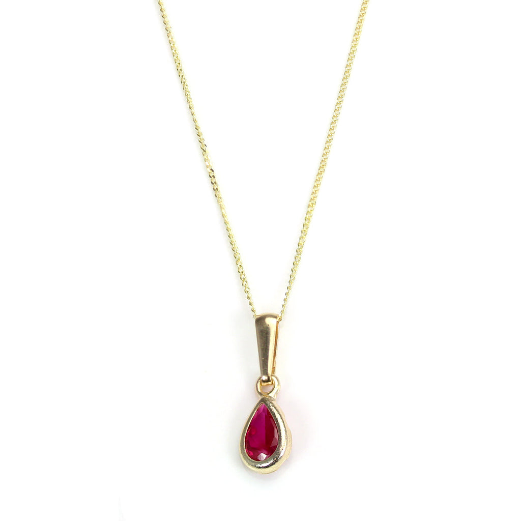 Anhänger mit 9 Karat Gold und Rubin-Kristall, Geburtsstein für Juli