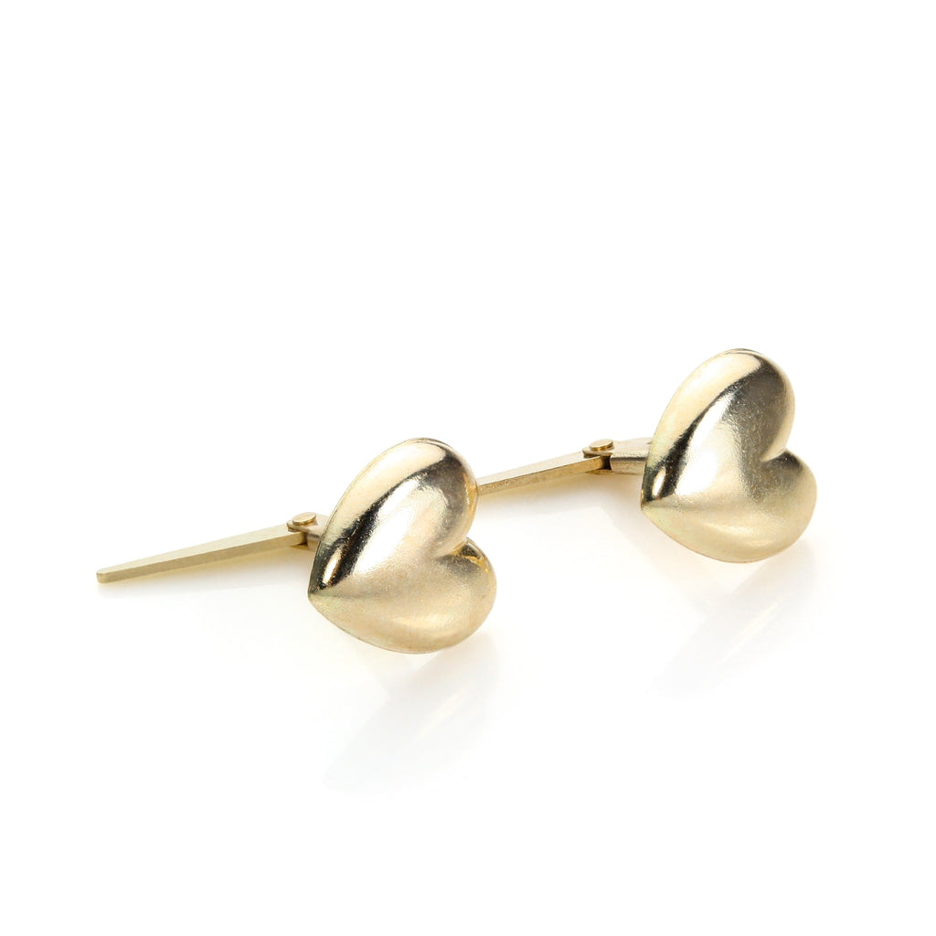 Andralok 9 Karat Gelbgold Glatte & gewölbte Herz Ohrstecker
