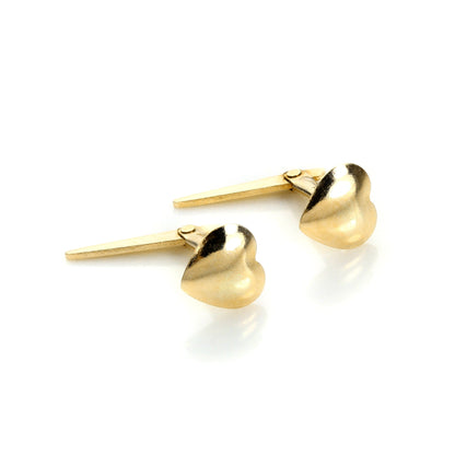Andralok 9ct Gelbgold Glatte & gewölbte Herz Ohrstecker