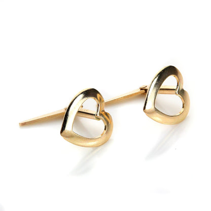 Andralok 9ct Gelbgold Glatte & gewölbte Herz Ohrstecker