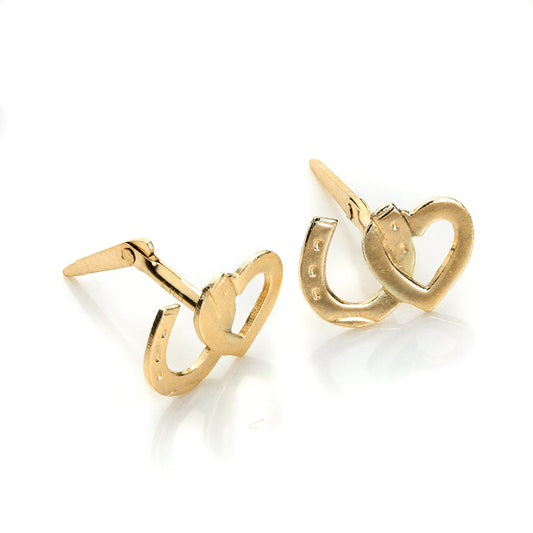 Andralok 9 Karat Gelbgold Herz & Hufeisen Ohrstecker