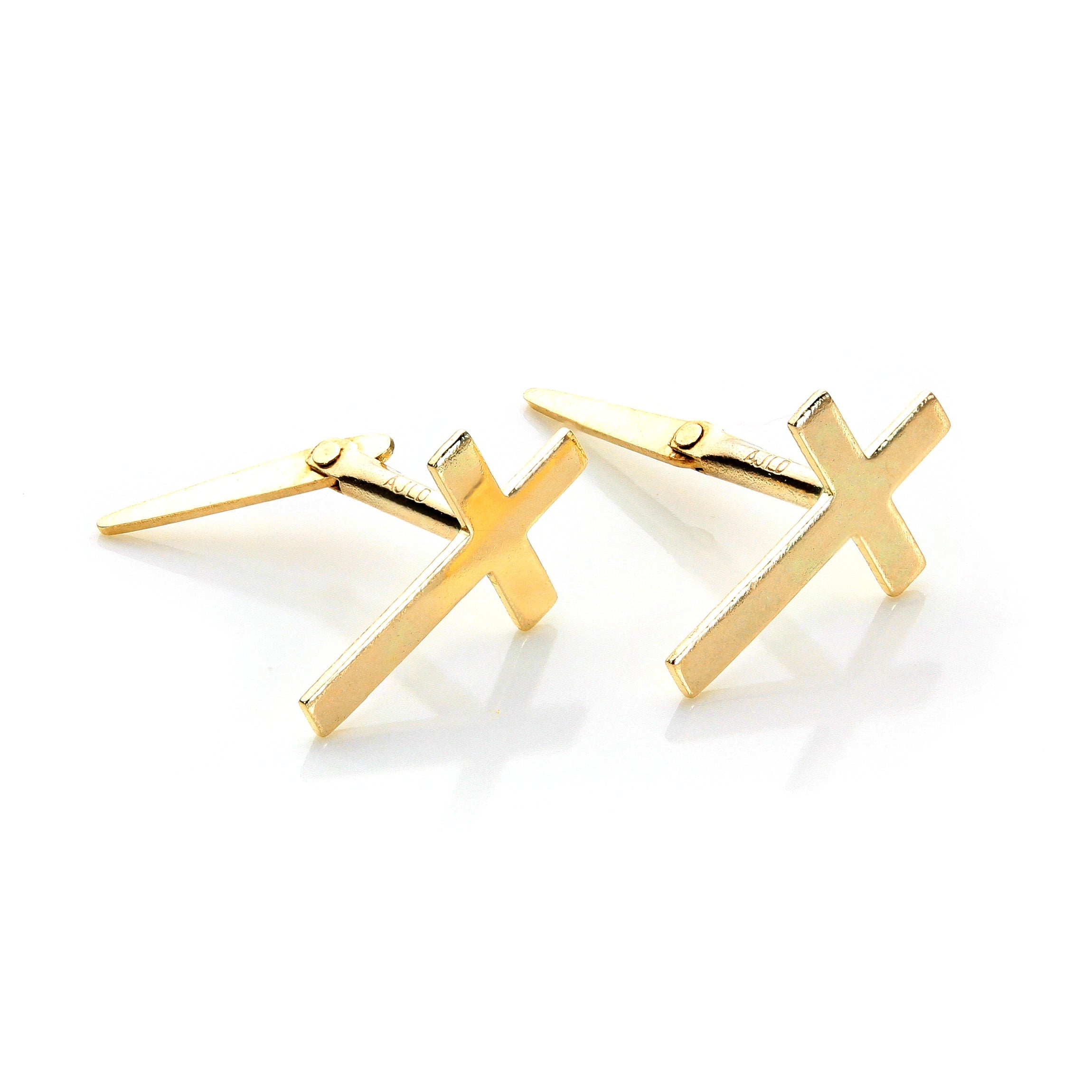 Andralok 9 Karat Gelbgold Kleine Kreuz-Ohrstecker