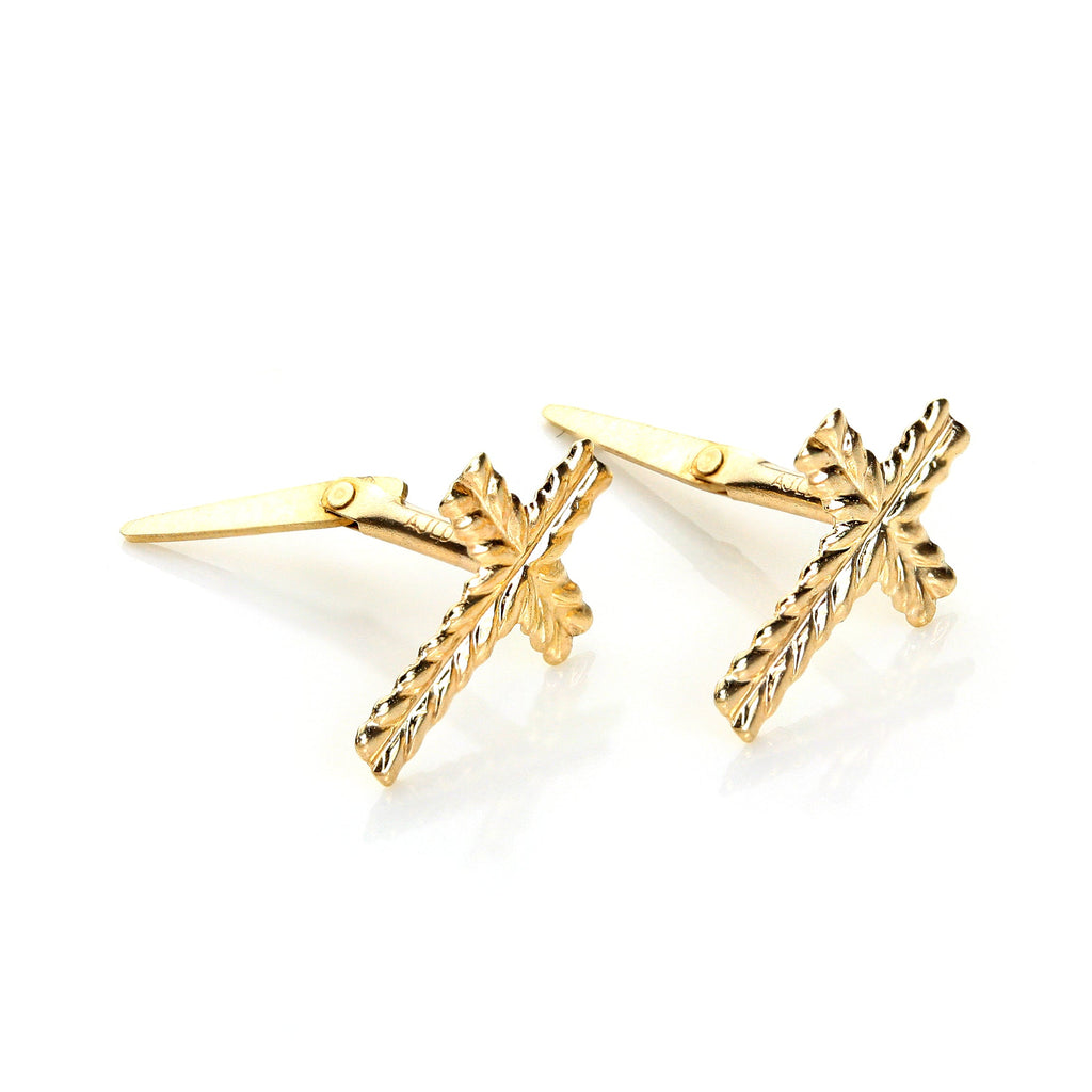 Andralok 9 Karat Gelbgold Kleine Kreuz-Ohrstecker